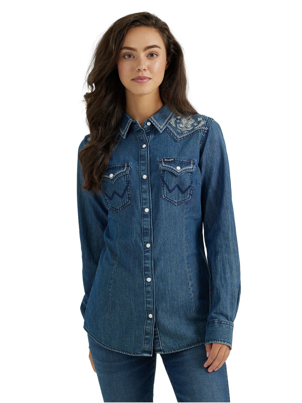 Wrangler Retro Denim Shirt in Medium Blue